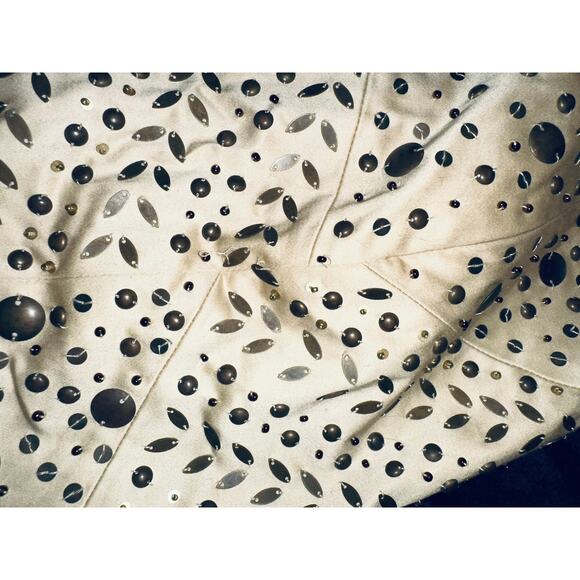 LAFAYETTE 148 OFF WHITE STUDDED SEQUINED COTTON/LYCRA SKIRT 8 - Picture 3 of 11